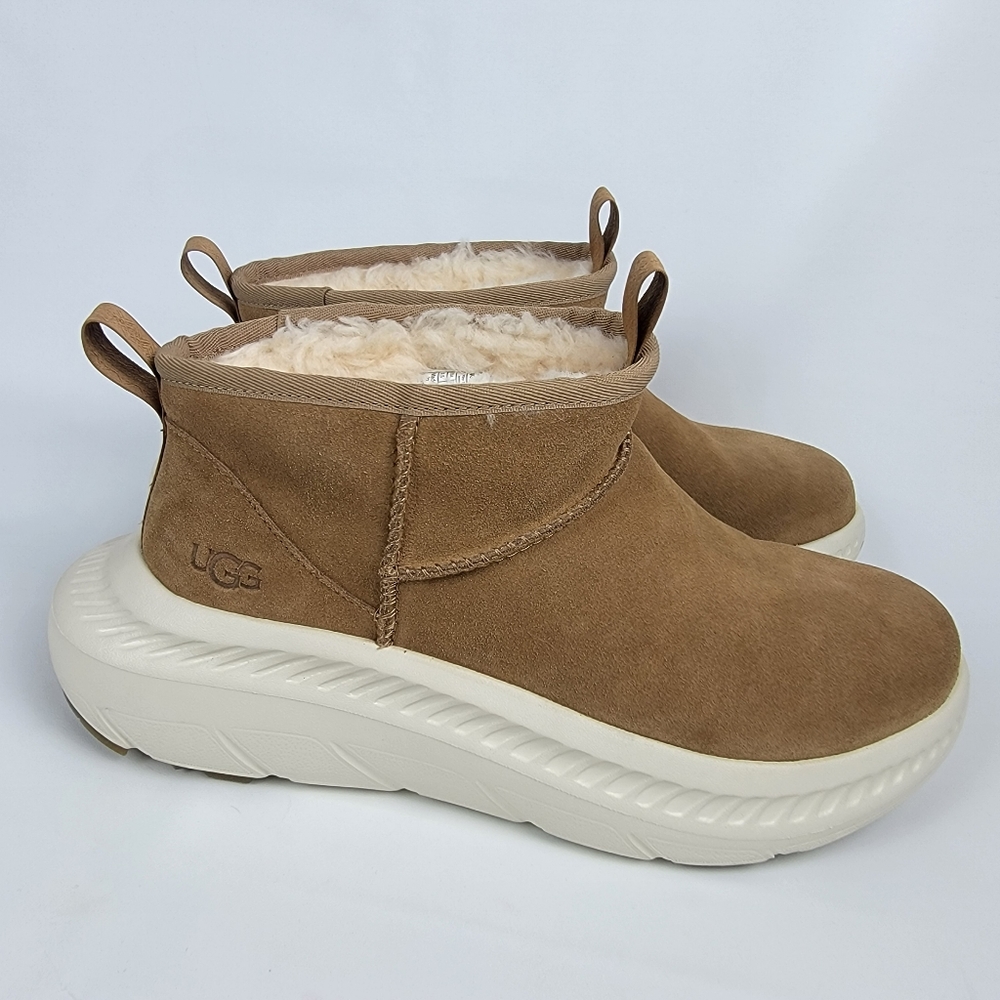 UGG CA805 V2 Ultra Mini Chestnut Suede/ Wool White Short Sneaker Boot Men's 9.5M